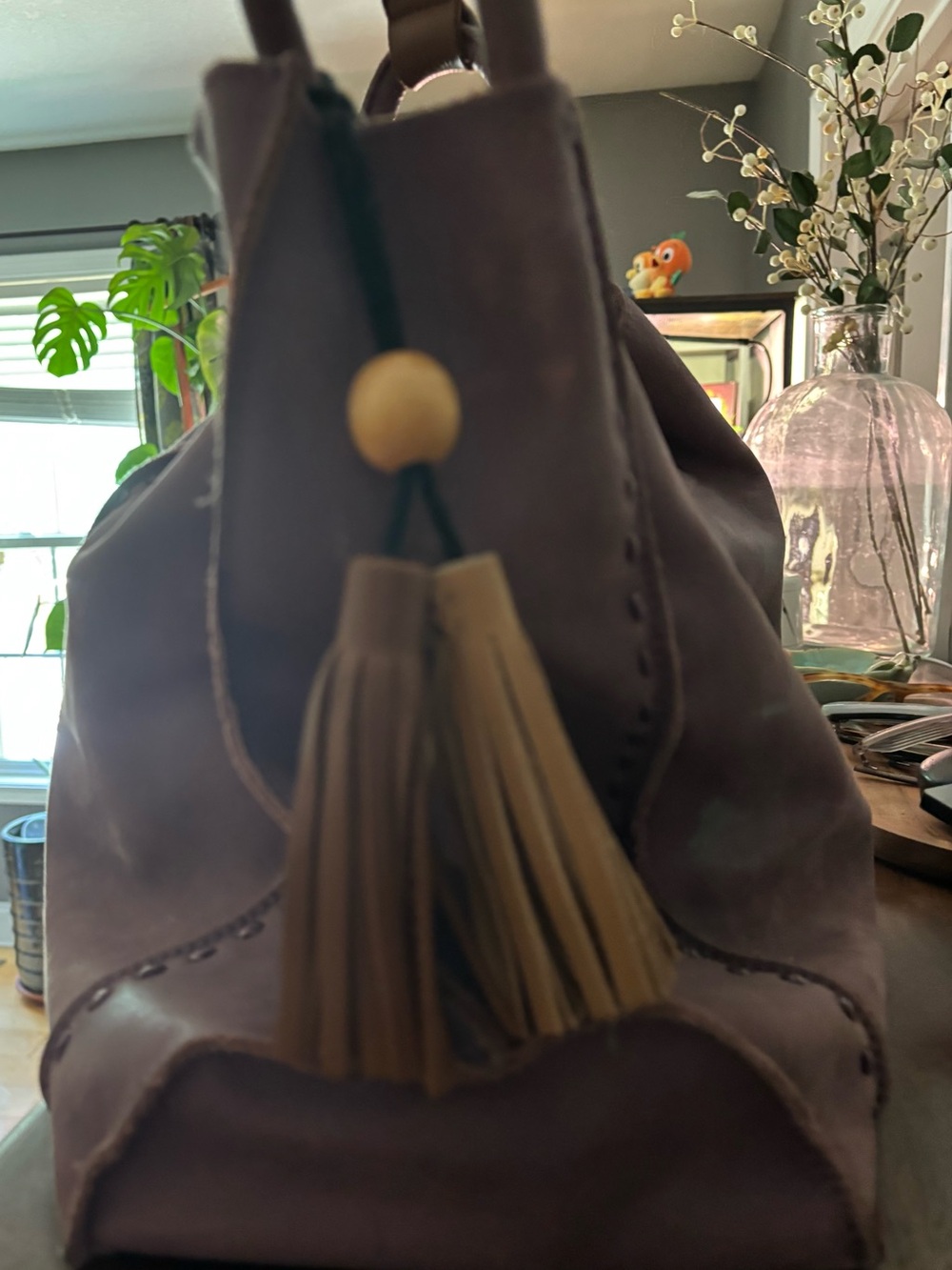 The Sak Los Feliz Leather Large Tote Slouchy Shoulder Bag Purple / Dusty Mauve - Picture 2 of 9